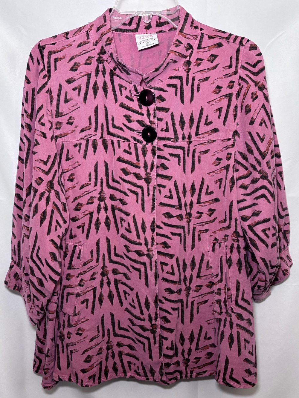Vintage Click by Color Me Cotton Pink Abstract Jacket Size Large